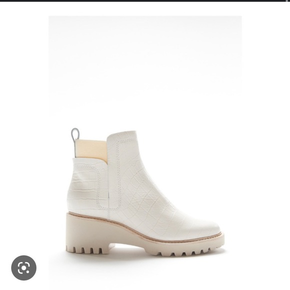 Dolce Vita Haddie Wedge Chelsea Boot Snakeskin White - Picture 2 of 8